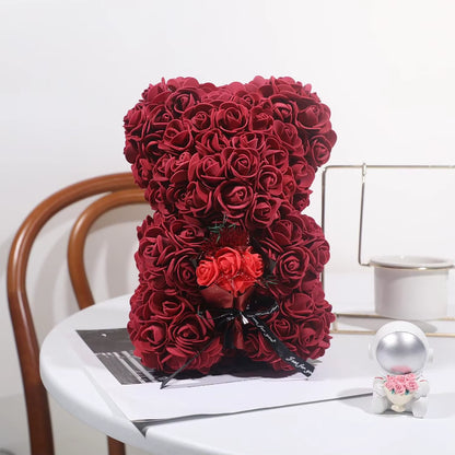 Rose Teddy Bear Mom Girlfriend Birthday Gifts Women Rose Teddy Bear Artificial Flower Anniversary Valentines Day Birthday Gift